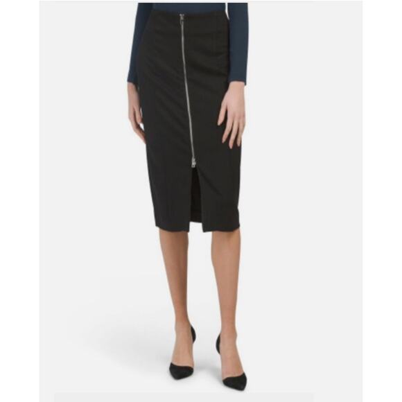 2X Pencil Midi SKIRT Black Zac & Rachel Tummy Control Two Way Exposed Zipper NEW - Picture 1 of 8